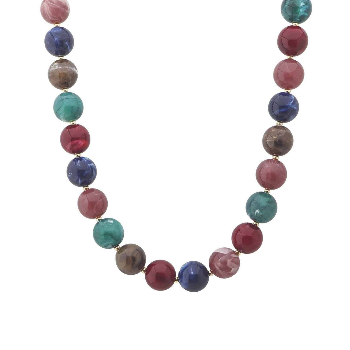 Dark Multi Stone 10MM Beaded  16"-18" Necklace