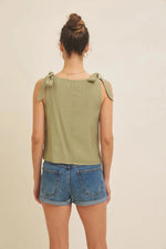 Romantic Embroidery Blouse Top with Bow Straps