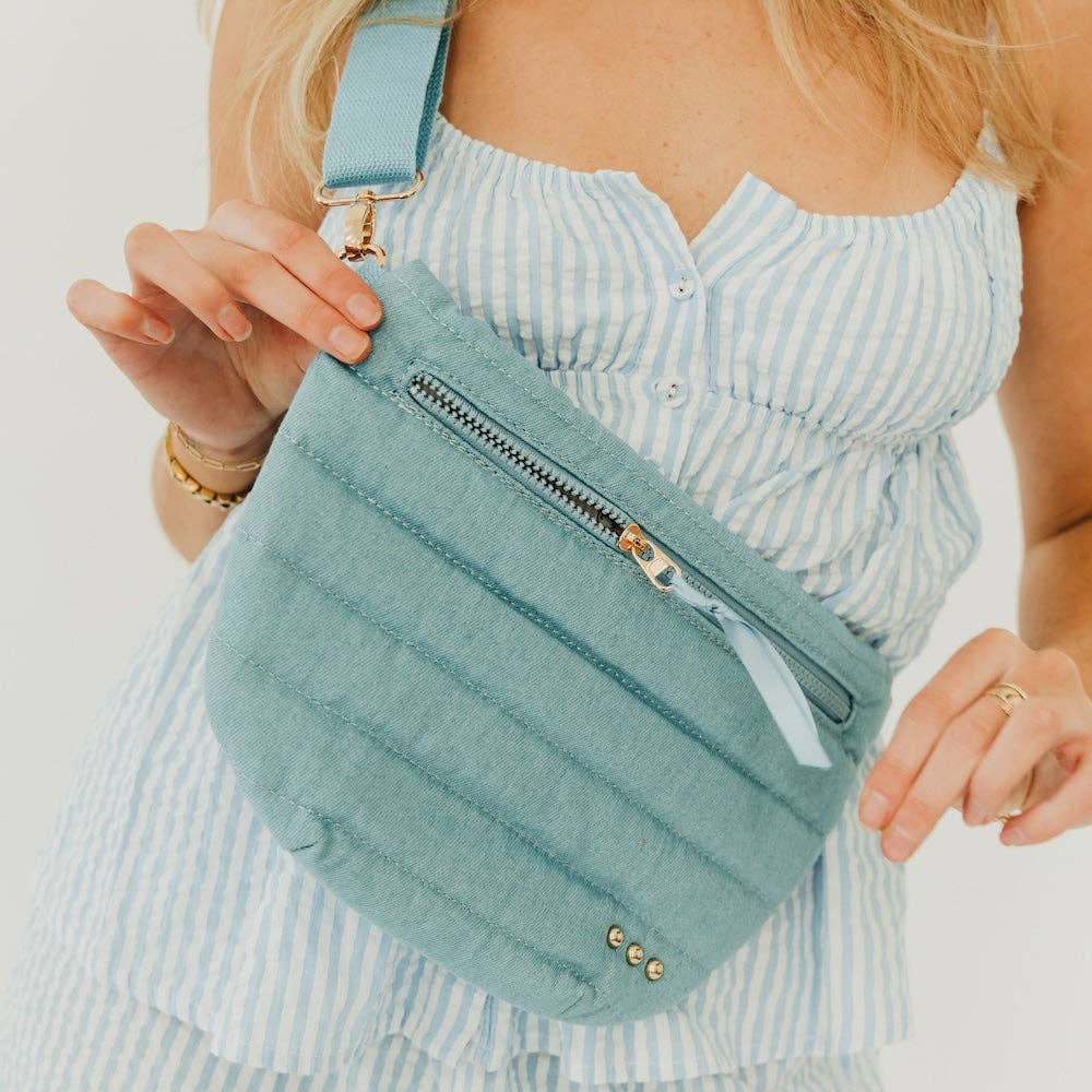 Jolie Puffer Bum Bag: Light Denim