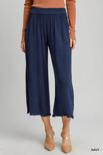Frayed Hem Wide-Leg Pants