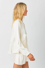 Peplum Hem Bomber Jacket: Off White