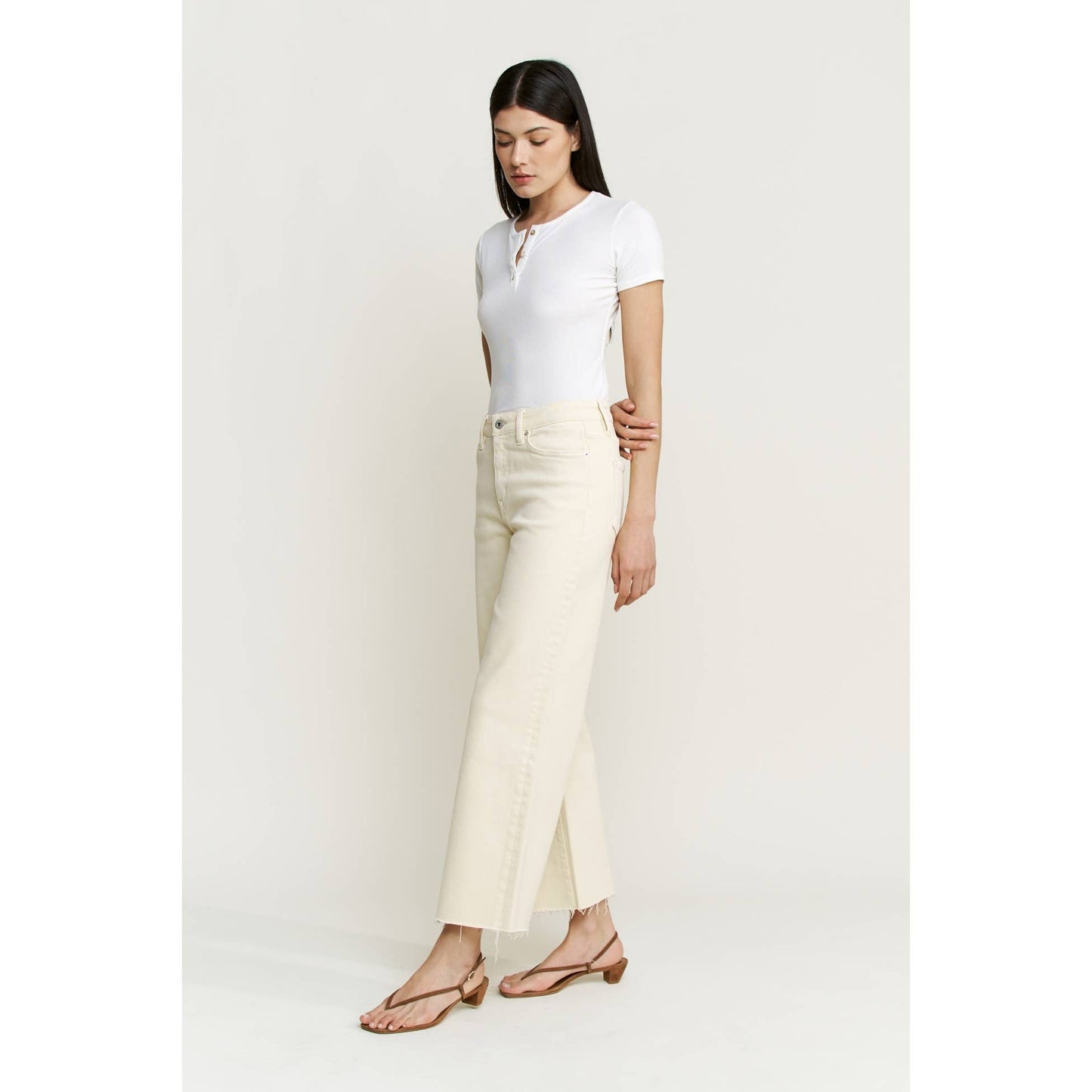 Sandwisp High Wide Crop Raw Hem Mica Jeans