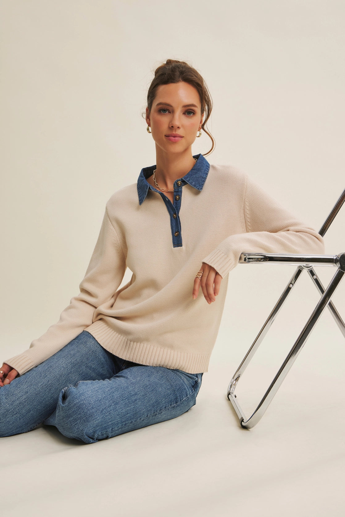 Classic Yet Endlessly Wearable Henley Sweater - Ecru