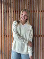 Floral Iowa V NeckSweatshirt: Cream