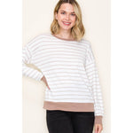 Striped Pullover Knit Top - Taupe