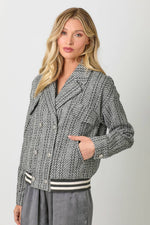 Stripe Bomber Jacket: Charcoal