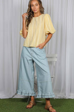 V-Back 2 Bow Accent Feminine Plaid Blouse Top - Yellow