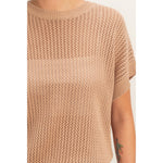 Open-Knit Dolman Sleeve Top - Dark Taupe