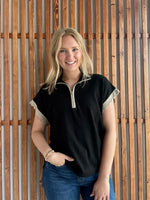 Scallop Striped Sweater Top