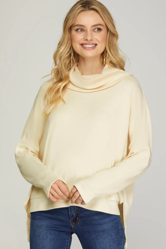 Cozy Long Sleeve Knit Turtleneck - Cream