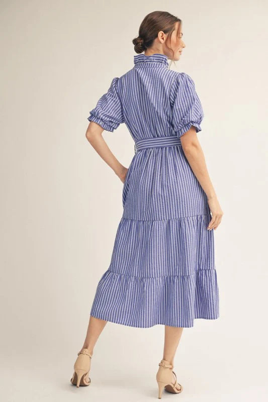 Striped Midi Dress - Blue