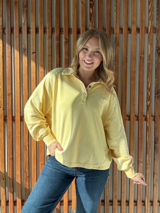 3/4 Button Butter Iowa Sweatshirt