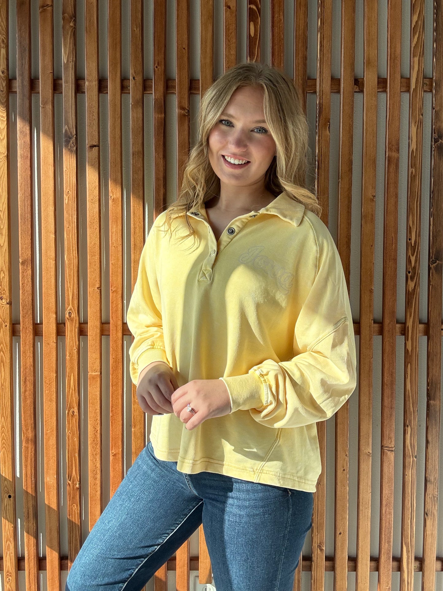 3/4 Button Butter Iowa Sweatshirt