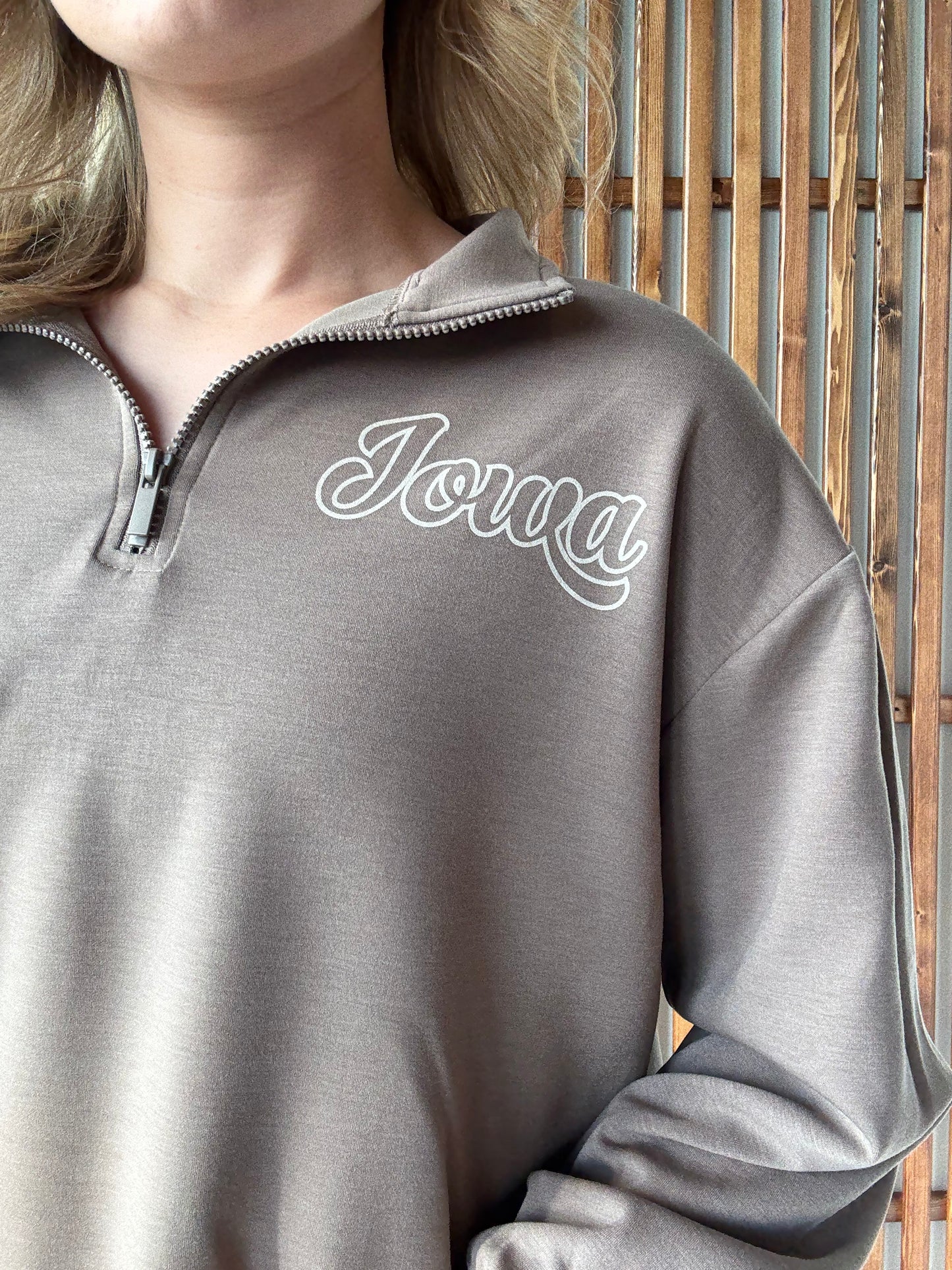 3/4 Zip Vintage Iowa Left Chest Cozy & Lightweight