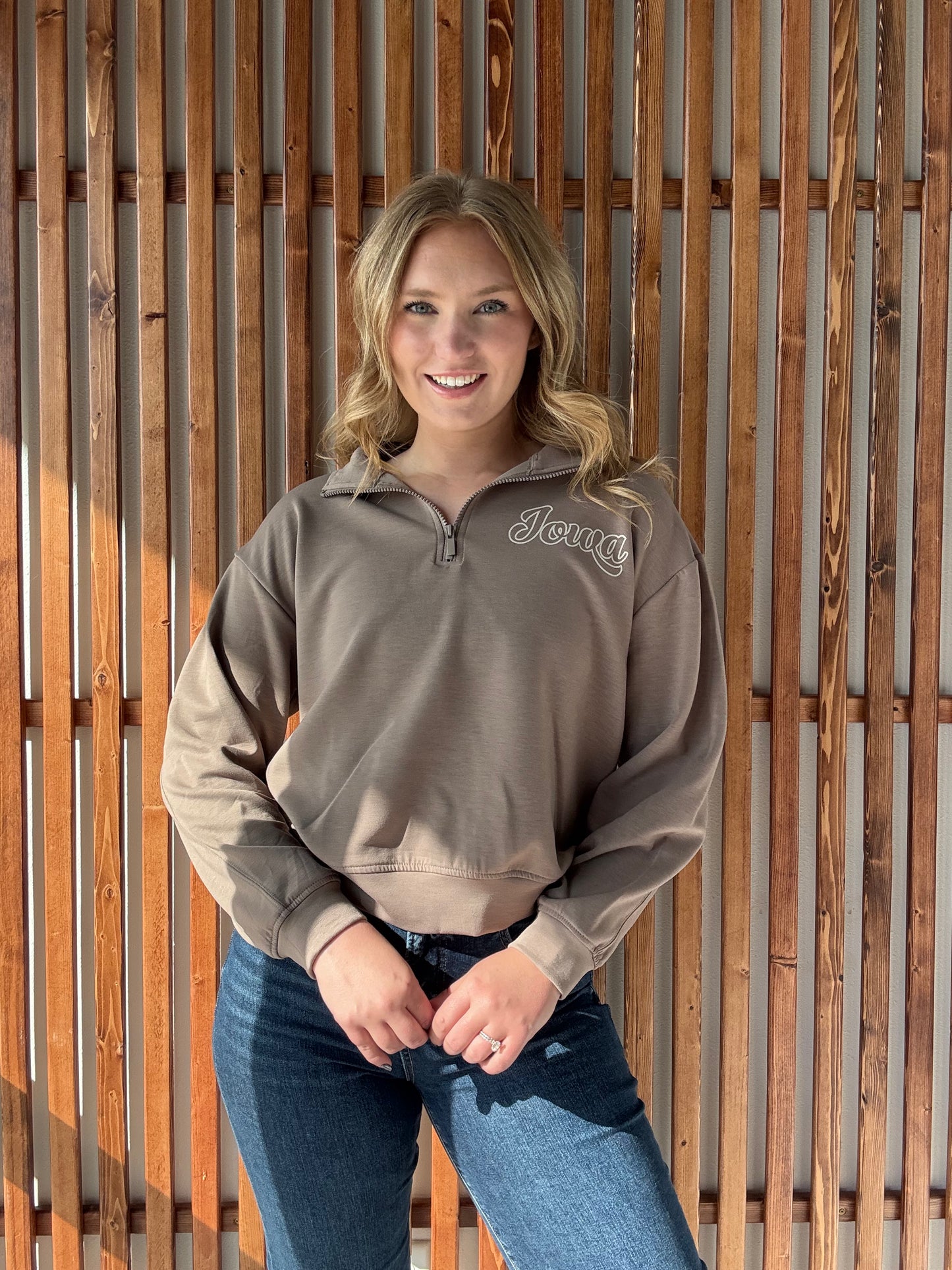 3/4 Zip Vintage Iowa Left Chest Cozy & Lightweight