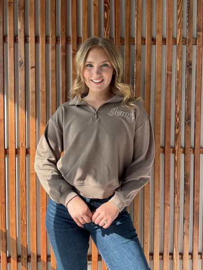 3/4 Zip Vintage Iowa Left Chest Cozy & Lightweight