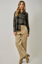 Washed Plaid Button Down Shirt: Washed Black