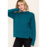 Mock Neck Solid Heavy Sweater - Teal