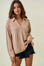 Two-Tone Ribbed Pullover W/ Round Pocket