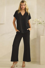 V-Neck Modal Scuba Short Sleeve - Black