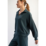 Modal Scuba Double Piping Polo Top - Midnight Green
