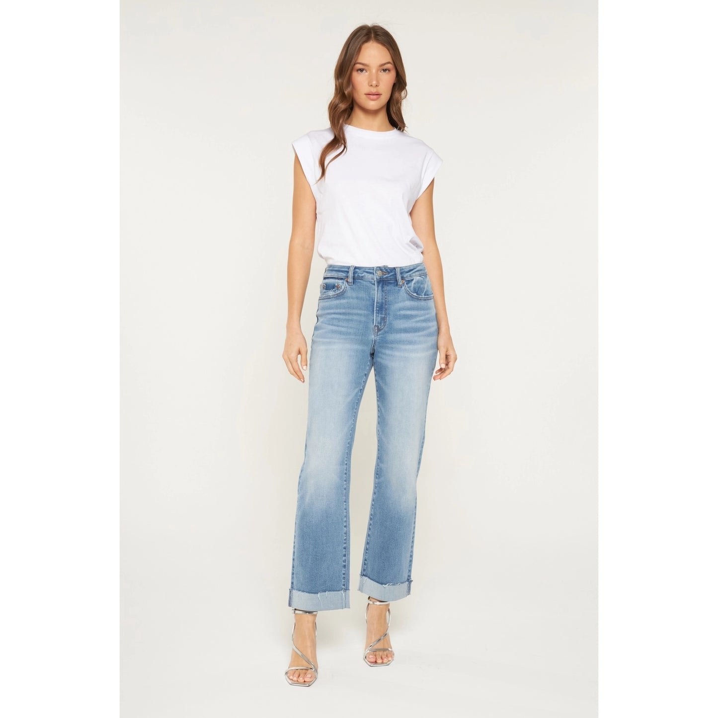 Shea HR Straight Leg Cuffed Hem Mica Jeans