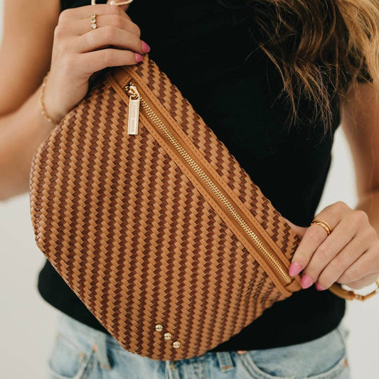 Diagonal Woven Westlyn Bum Bag:Two Tone Browns