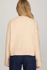 Chunky Gold Button Knit Cardigan - Oatmeal