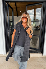 Kendall Long Puffer Vest - Black