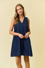 Dark Denim V-Neck Sleeveless Dress