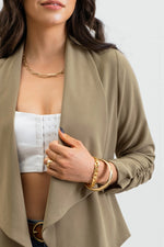Olive 3/4 Ruched Sleeve Blazer