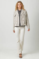 Stripe Bomber Jacket: Oatmeal