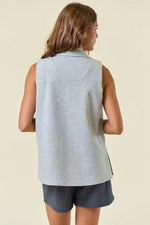 Heather Grey Stretch Knit Open Front Long Vest