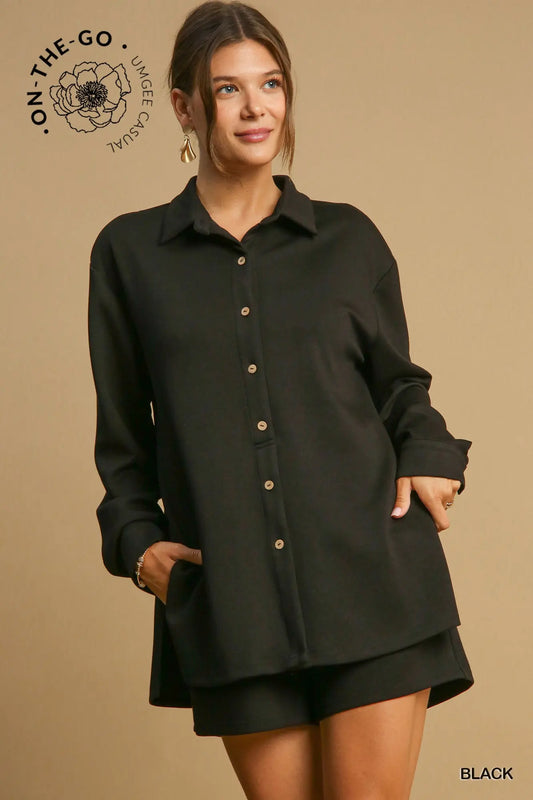 Luxe Knit Twofer Romper - Black