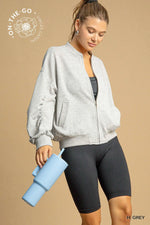 Luxe Knit Zip Up Jacket - Heather Grey