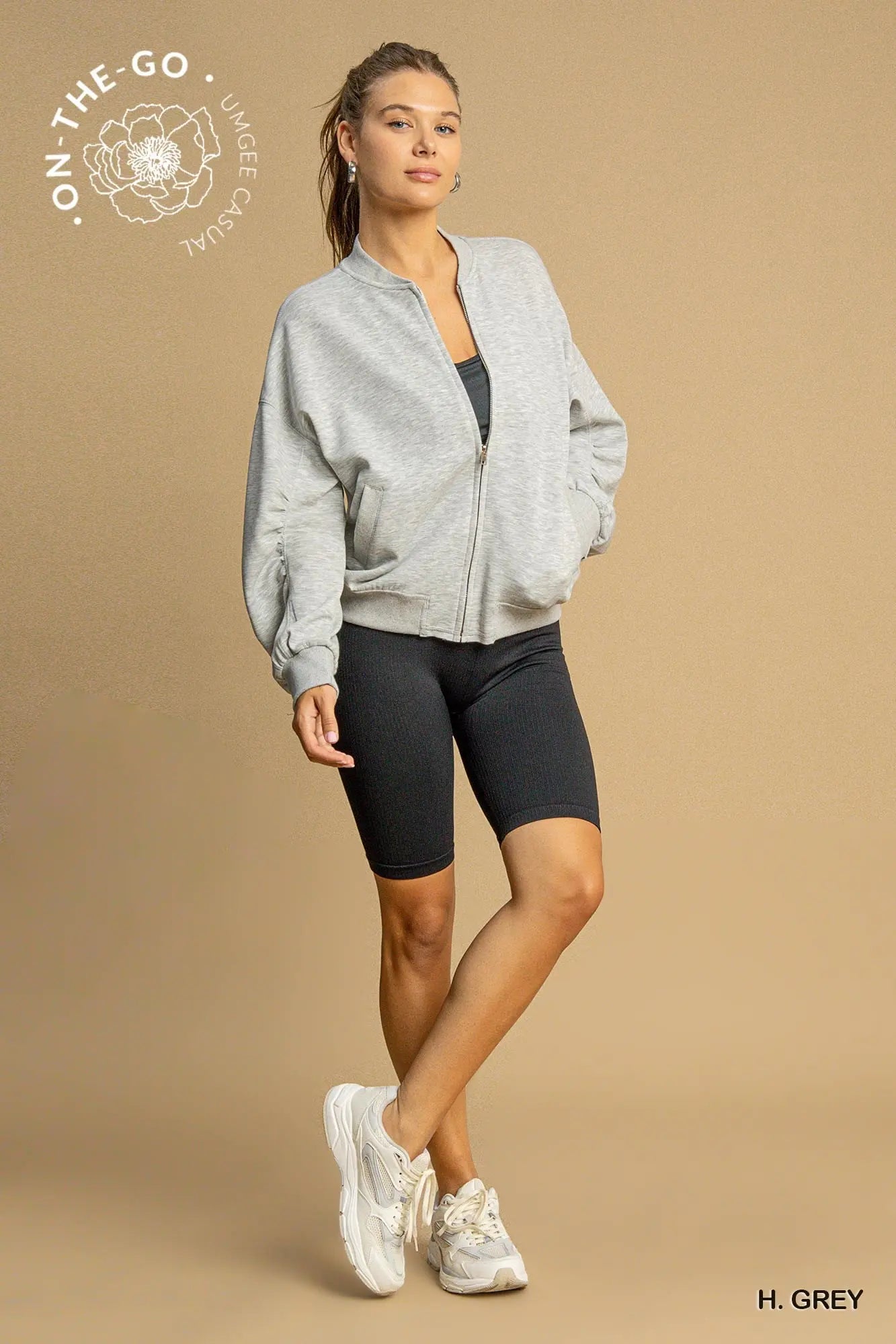 Luxe Knit Zip Up Jacket - Heather Grey