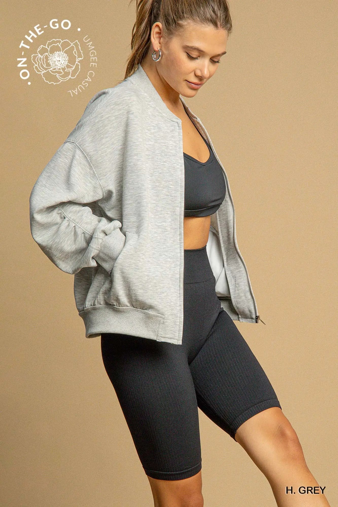 Luxe Knit Zip Up Jacket - Heather Grey