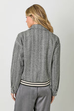 Stripe Bomber Jacket: Charcoal