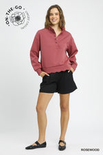 Luxeknit Scallop Hem Snap Pullover - Rosewood