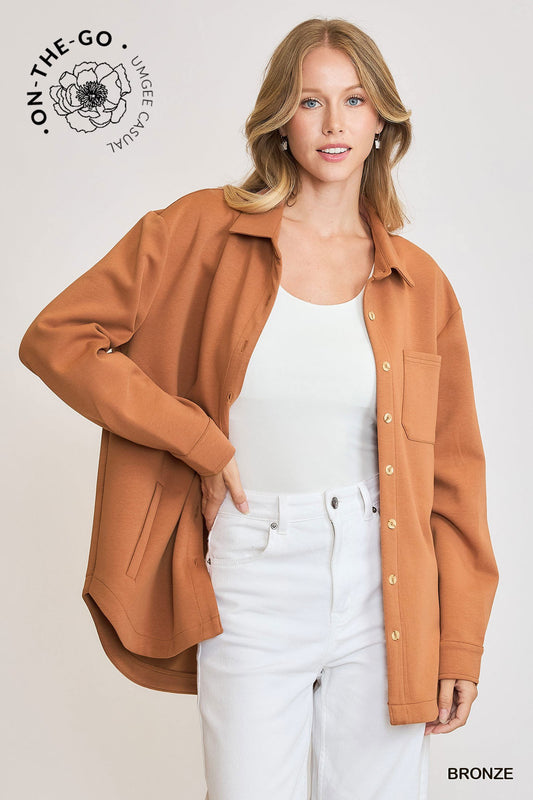 Luxeknit Oversized Shirt Jacket - Bronze
