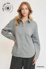 Luxeknit Oversized Shirt Jacket - Charcoal