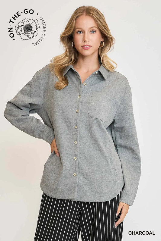 Luxeknit Oversized Shirt Jacket - Charcoal