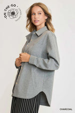 Luxeknit Oversized Shirt Jacket - Charcoal