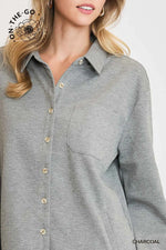 Luxeknit Oversized Shirt Jacket - Charcoal