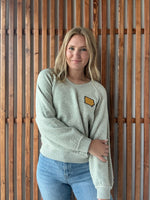 Iowa Shape Embroidered V-Neck Soft Sweatshirt: Oatmeal