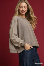Mineral Wash French Terry Sweatshirt - Mushroom