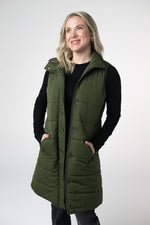 Harlow Long Vest - Dark Olive