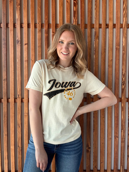 Hawkeye State '46 Graphic Tee: Cream