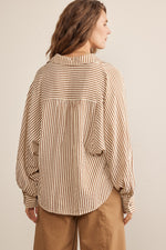 Voluminous Sleeve Stripe Button Down