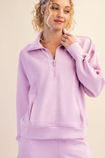 Modal Scuba Piping Quarter Zip Pullover - Blossom/Cream